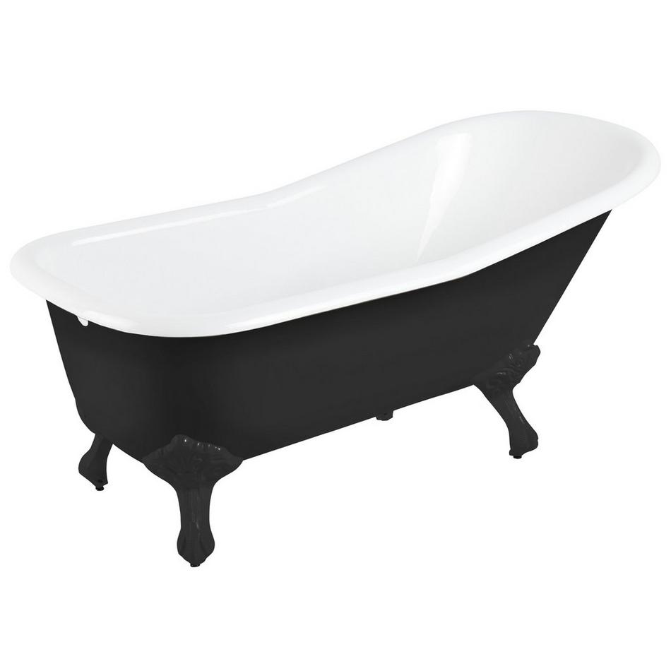 66" Goodwin Cast Iron Clawfoot Tub - Black Feet - No Tap Holes - Rolled Rim - Black - No Drain, , large image number 0