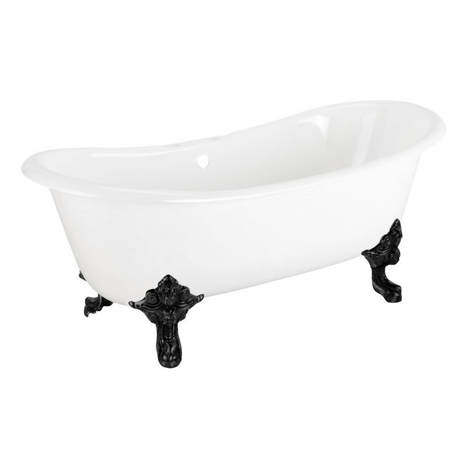 59" Lena Cast Iron Clawfoot Tub - Black Monarch Feet 7" Rim Holes, , large image number 0