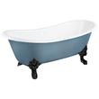 72" Lena Cast Iron Tub - Black Monarch Feet - Rolled Rim - Slate Blue - No Drain, , large image number 0