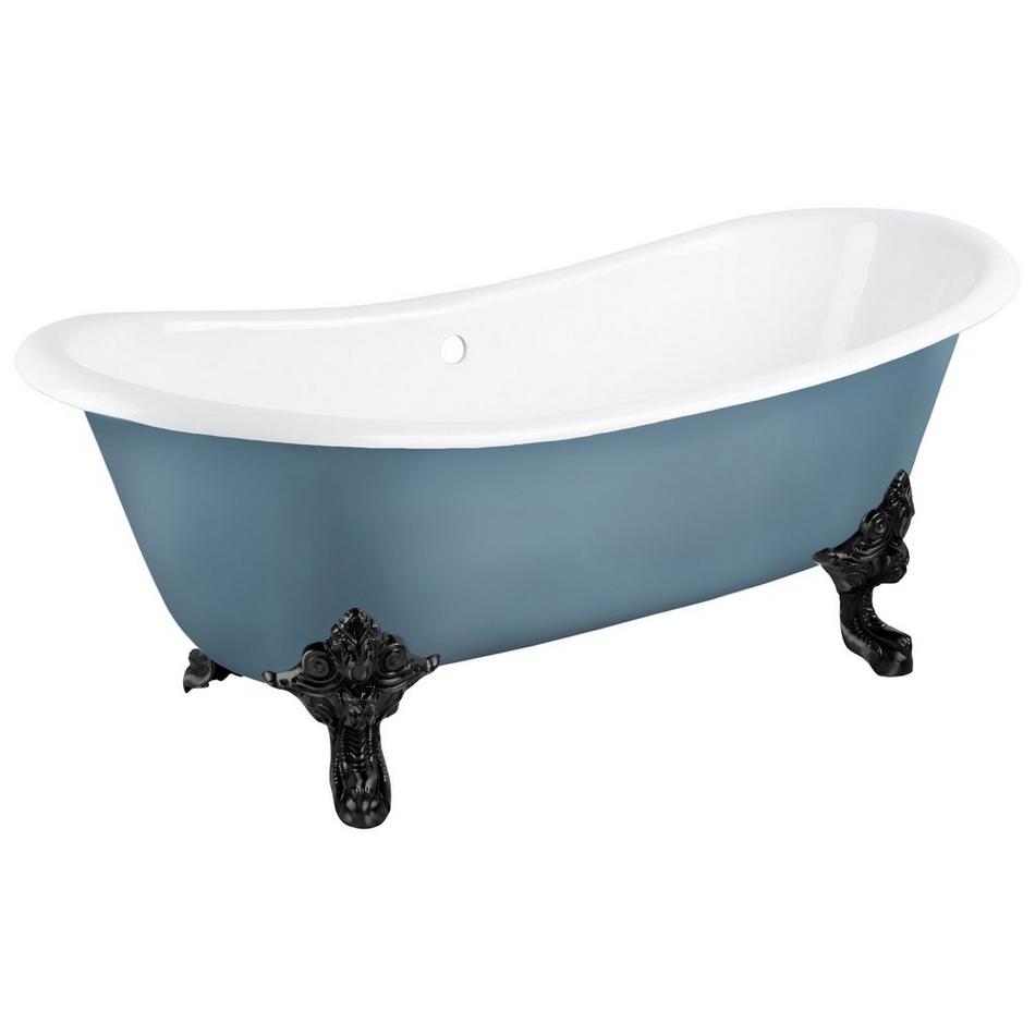 72" Lena Cast Iron Tub - Black Monarch Feet - Rolled Rim - Slate Blue - No Drain, , large image number 0