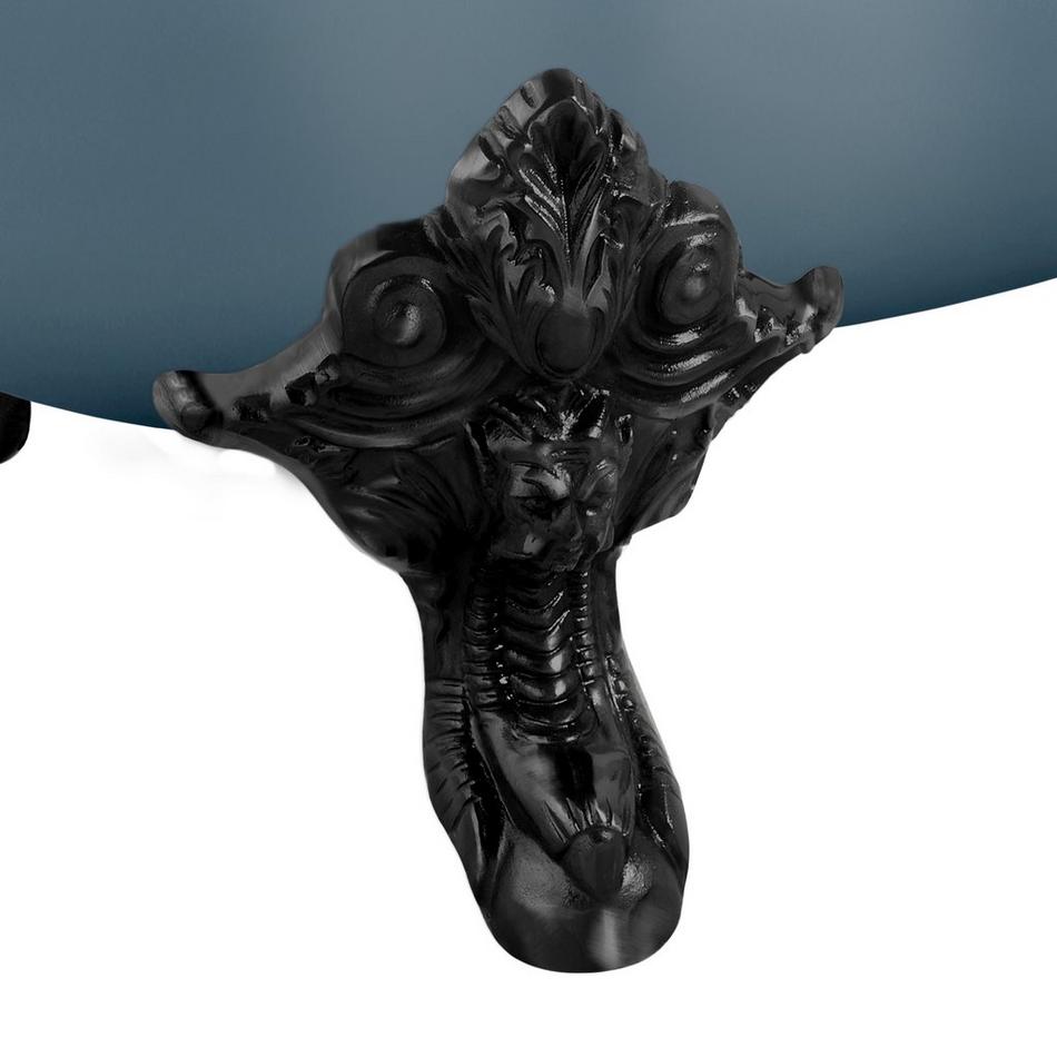72" Lena Cast Iron Tub - Black Monarch Feet - Rolled Rim - Slate Blue - No Drain, , large image number 2