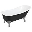 66" Goodwin Cast Iron Clawfoot Tub - Dark Gray Feet - No Tap Holes - Rolled Rim - Black - No Dra, , large image number 0
