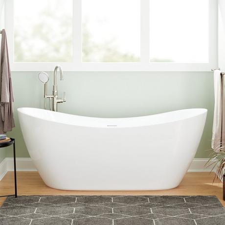 72" Sheba Acrylic Double-Slipper Tub - White Drain Trim