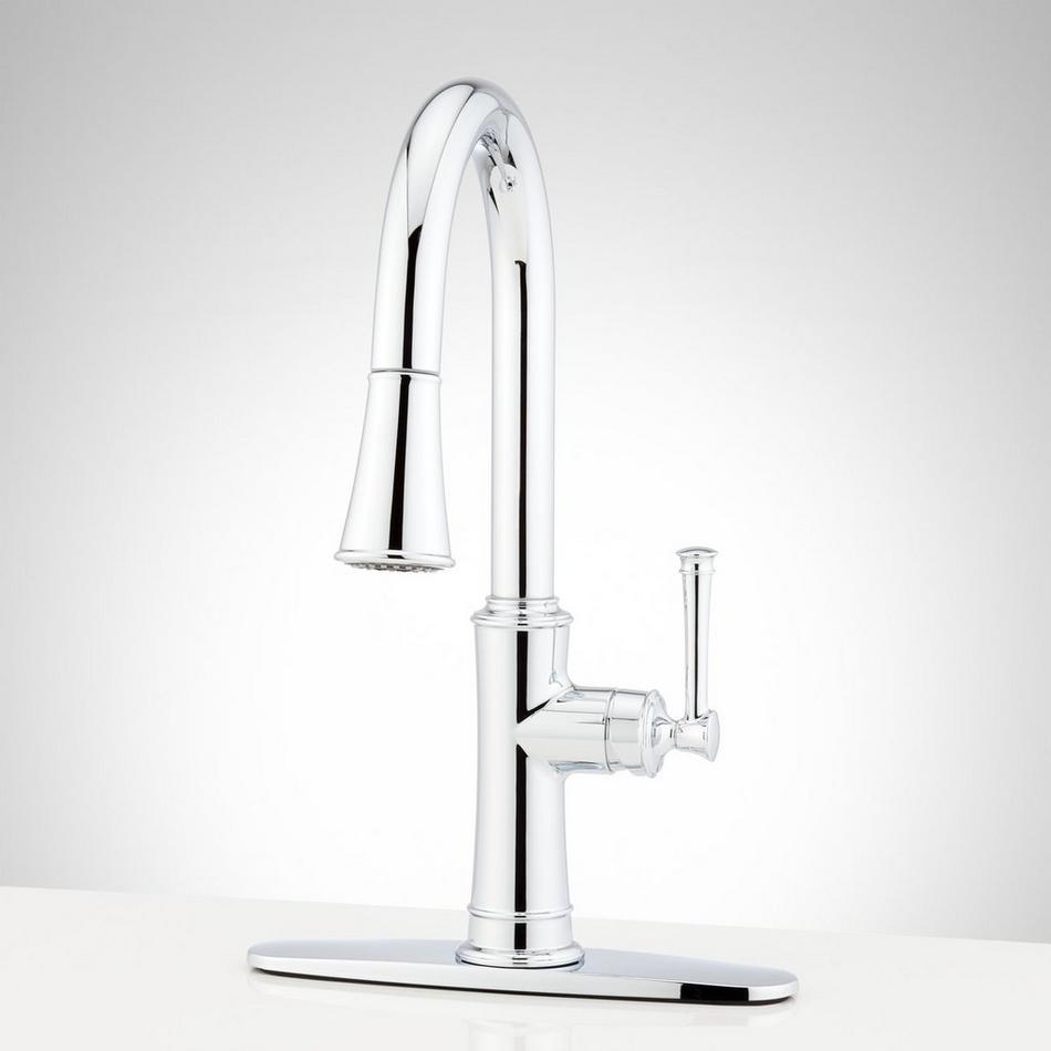 Beasley Single-Hole Pull-Down Kitchen Faucet with Deck Plate, , large image number 1