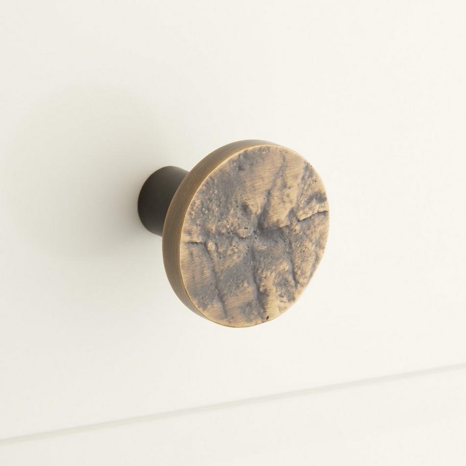Leaf Pattern Solid Brass Round Cabinet Knob, , large image number 2