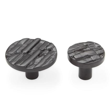 Brick Pattern Solid Brass Round Cabinet Knob