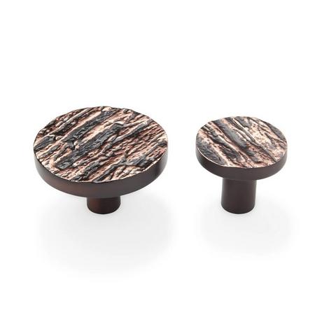 Tree Bark Pattern Solid Brass Round Cabinet Knob