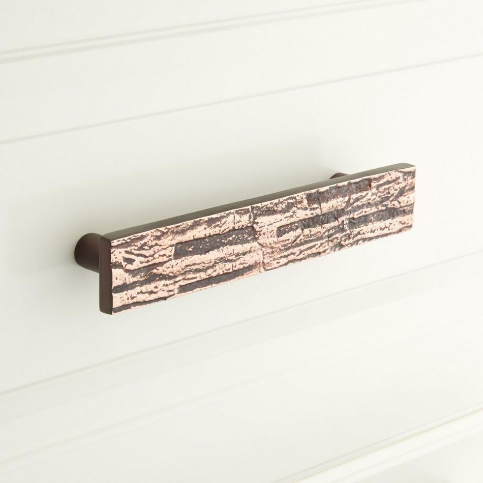 5" Tree Bark Pattern Solid Brass Cabinet Pull - Antique Copper, , large image number 0