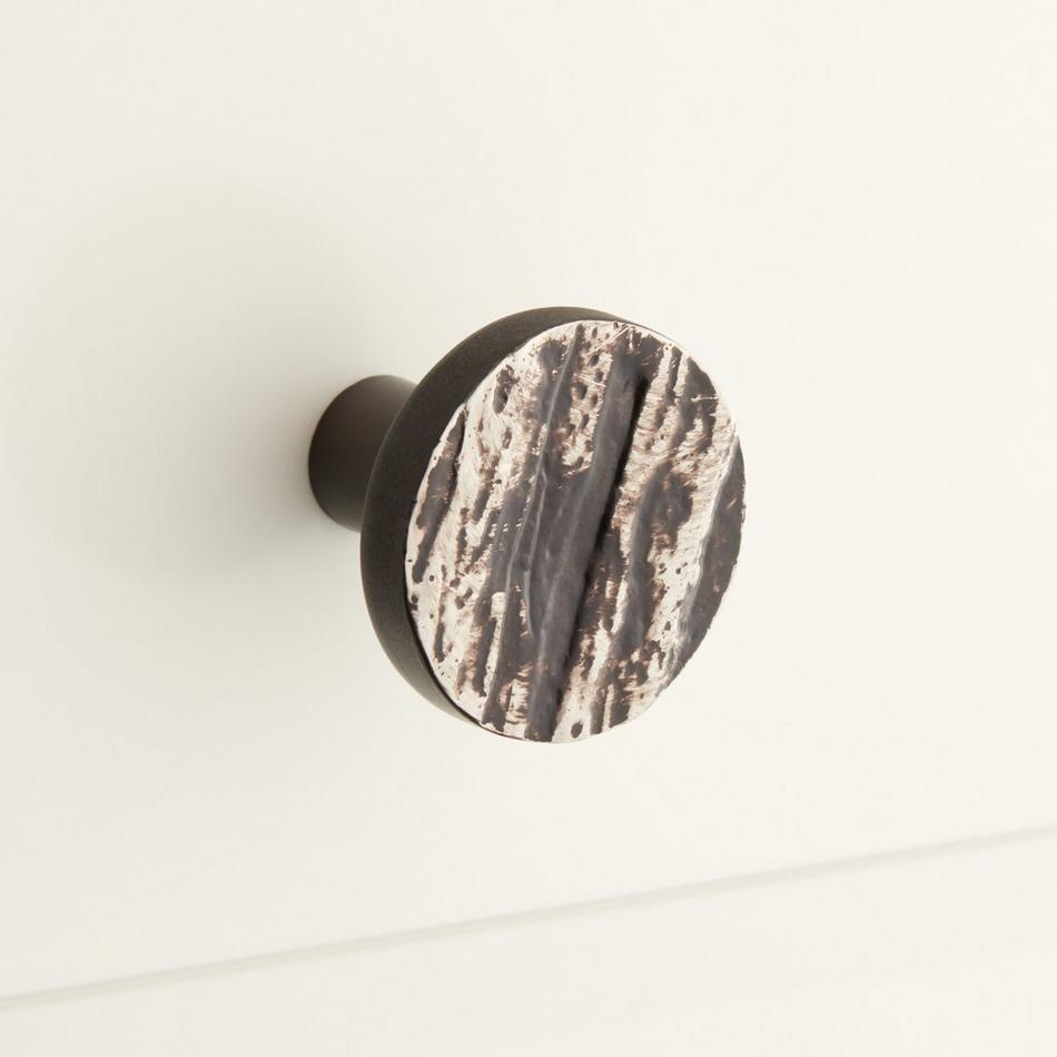 Tree Bark Pattern Solid Brass Round Cabinet Knob, , large image number 0