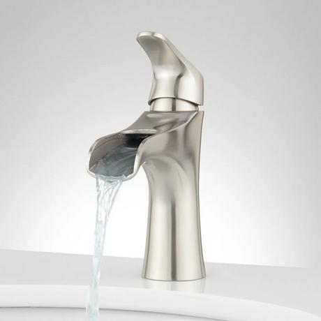 Soren Single-Hole Brushed Stainless Steel Waterfall Faucet - No Overflow