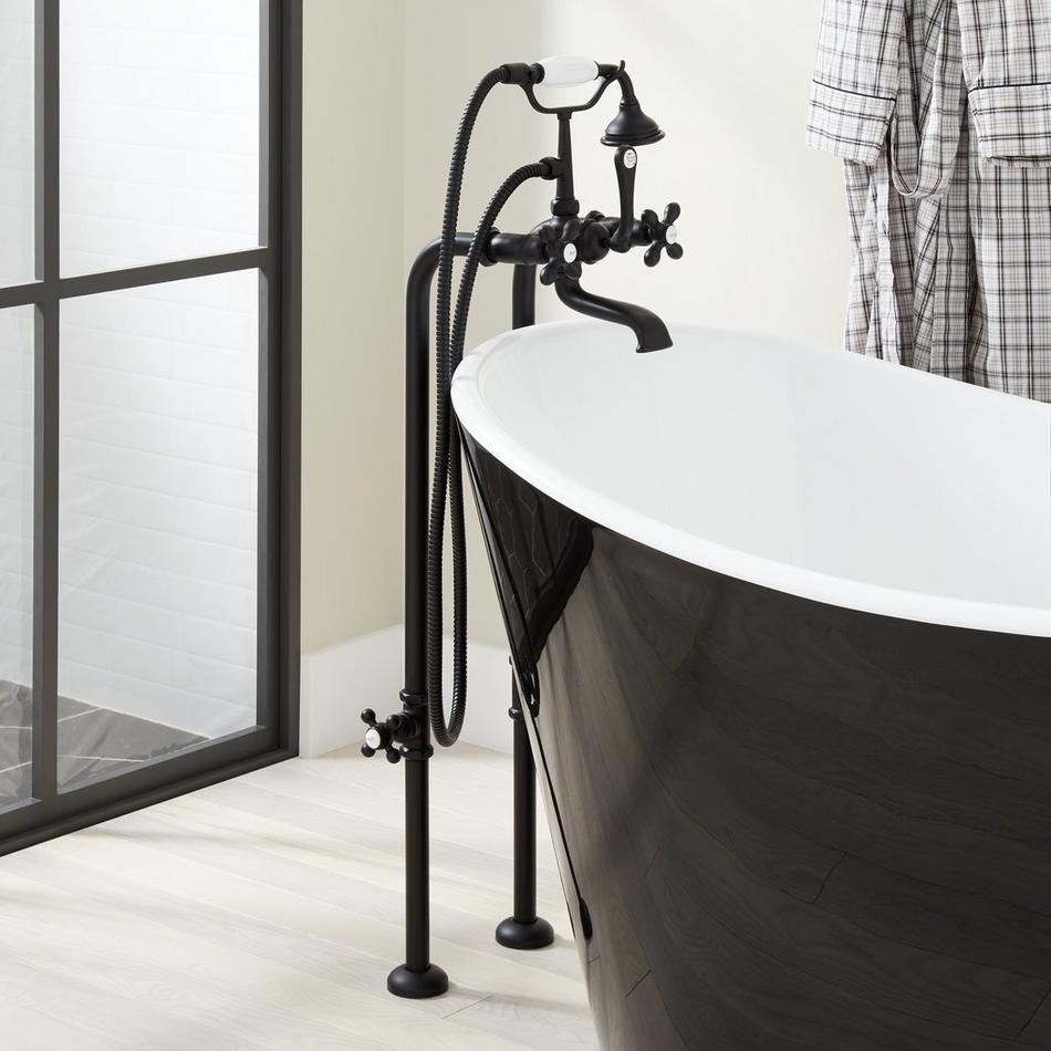34-1/2" Freestanding Telephone Faucet, Supplies, Valves - Cross Handle - Matte Black, , large image number 0