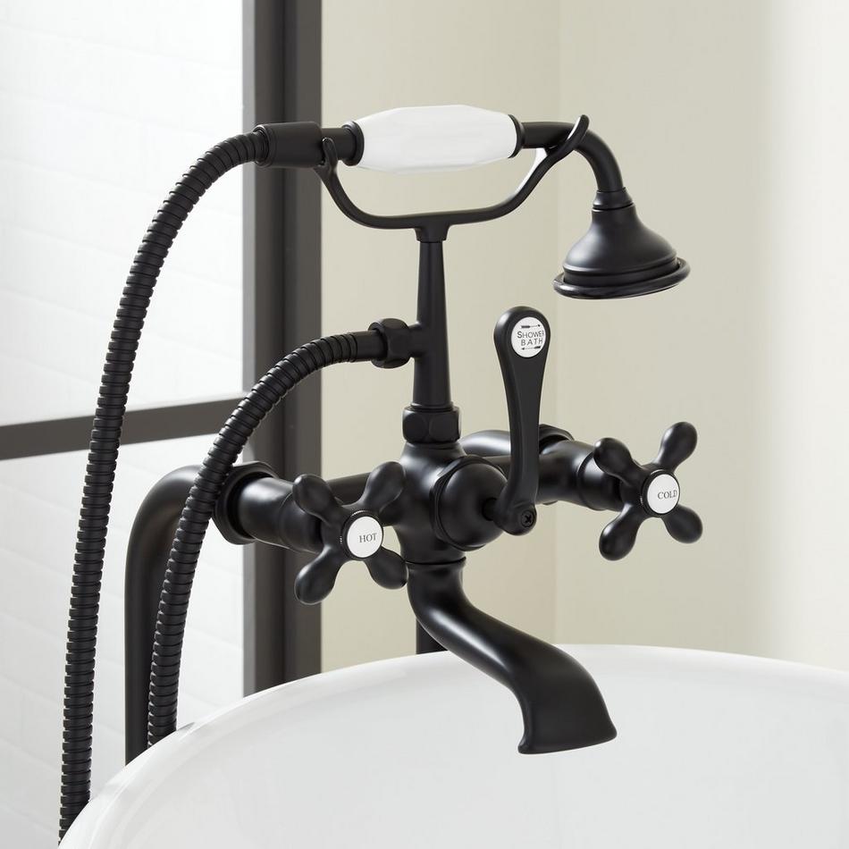 34-1/2" Freestanding Telephone Faucet, Supplies, Valves - Cross Handle - Matte Black, , large image number 1