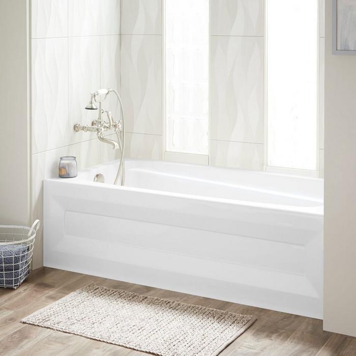 60" x 32" Bradenton Acrylic Alcove Soaking Tub in White