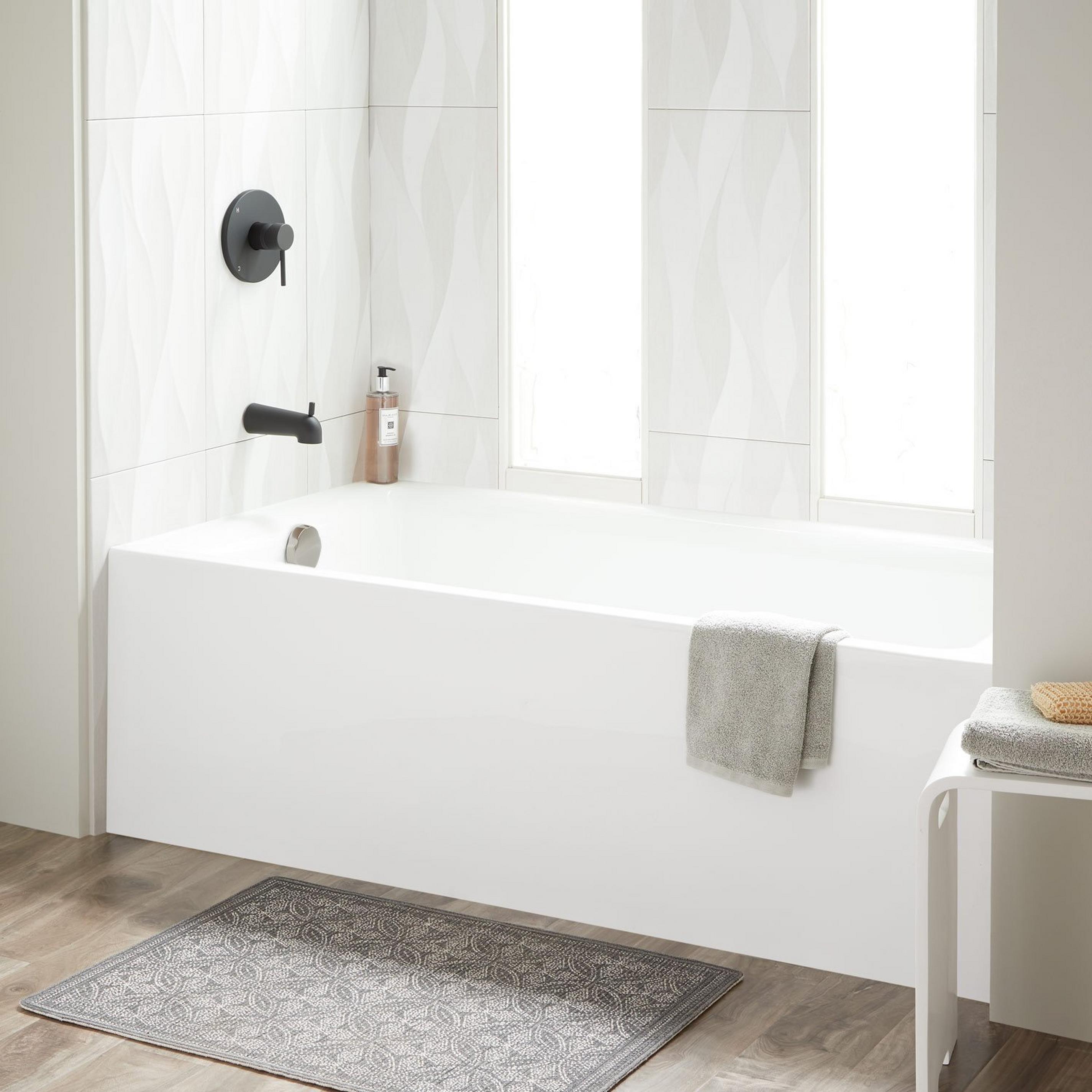 60" x 30" Sitka Acrylic Alcove Soaking Tub - White | Signature Hardware