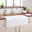 30" Curington Fireclay Farmhouse Sink - Fluted Apron - White, , large image number 0