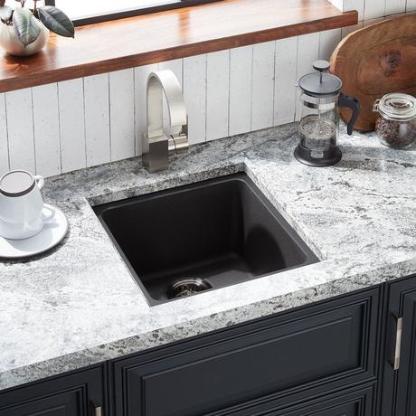 17" Totten Granite Composite Dual-Mount Prep Sink - Drop-In or Undermount - Black