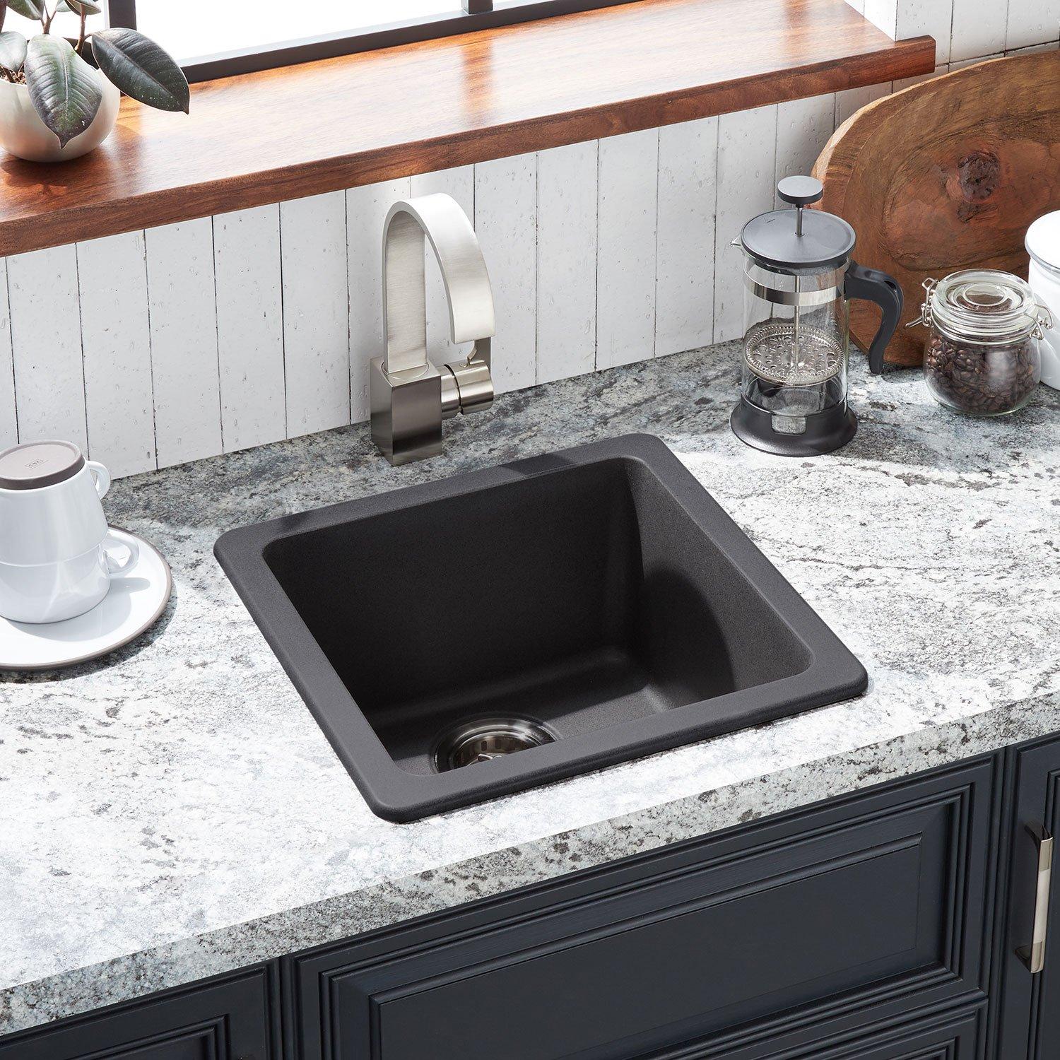 Signature Hardware Totten 17'' Single Bowl Granite Undermount Kitchen Sink Finish: Black Signature Hardware Totten 17'' Single Bowl Granite Undermount Kitchen Sink Finish: Black
