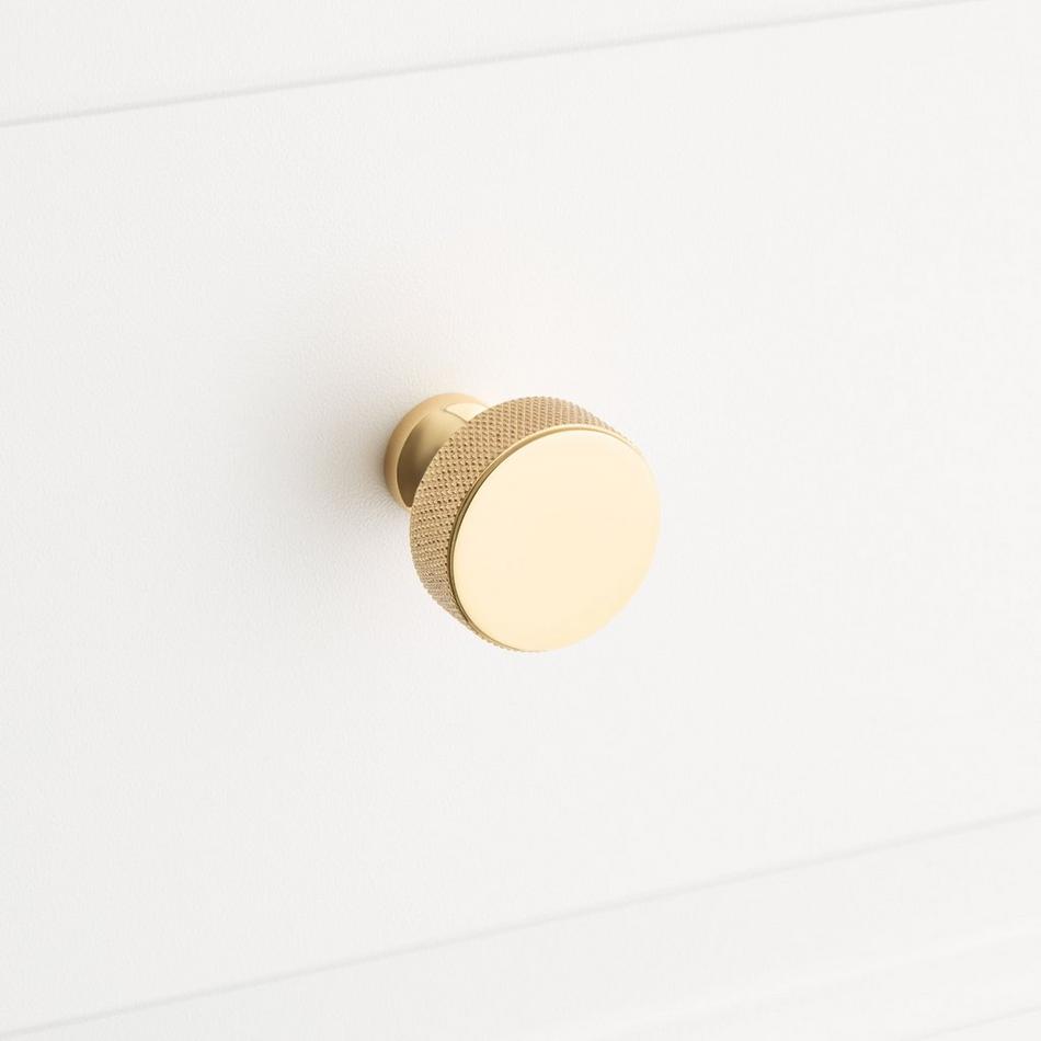 Arles Knurled Brass Cabinet Knob - Polished Brass, , large image number 3