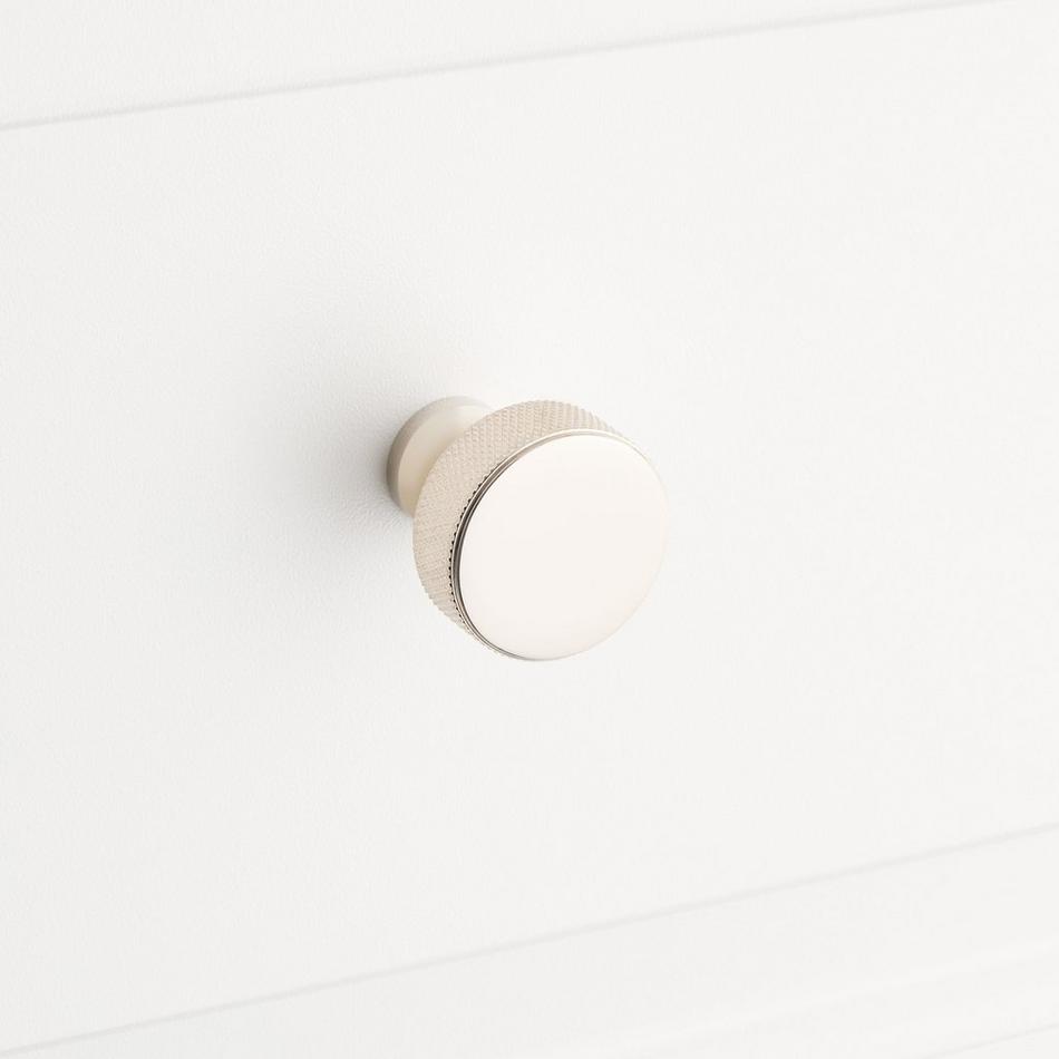 Arles Knurled Brass Cabinet Knob - Polished Nickel, , large image number 3