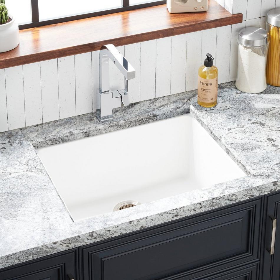25" Totten Granite Composite Undermount Kitchen Sink - White, , large image number 0
