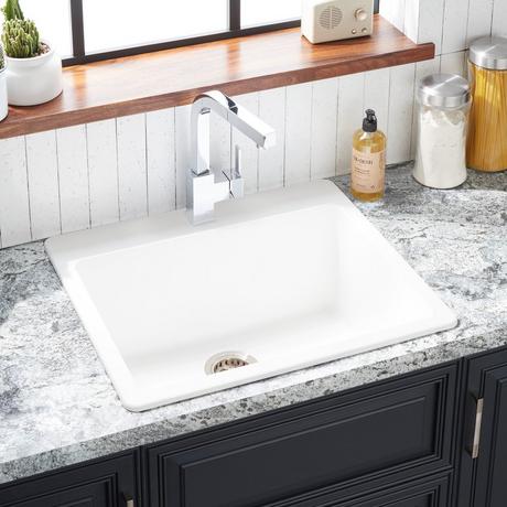 25" Totten Granite Composite Drop-In Kitchen Sink - White
