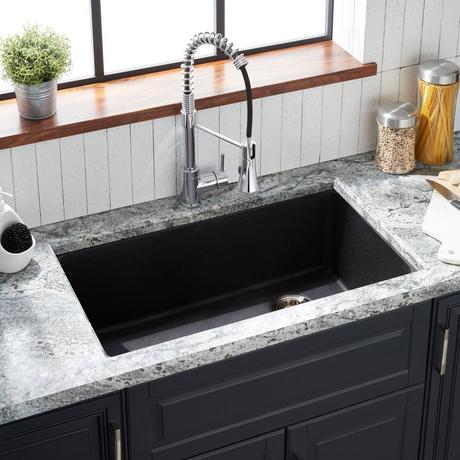 33" Totten Granite Composite Undermount Kitchen Sink - Black