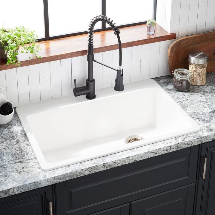 33" Totten Granite Composite Drop-In Kitchen Sink in White