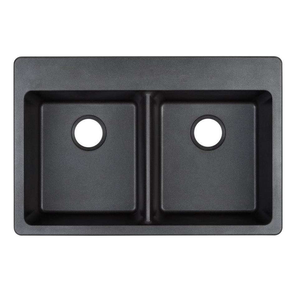 33" Totten Double-Bowl Granite Composite Undermount Kitchen Sink - Black, , large image number 4