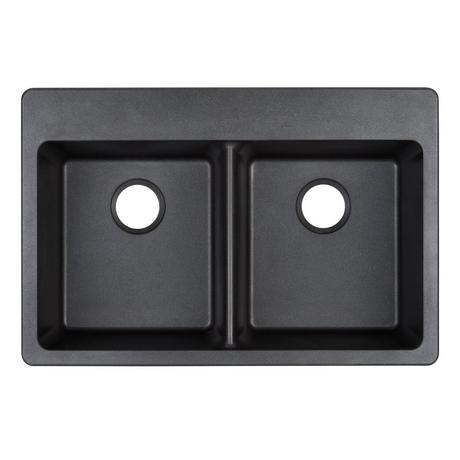 33" Totten Double-Bowl Granite Composite Undermount Kitchen Sink - Black
