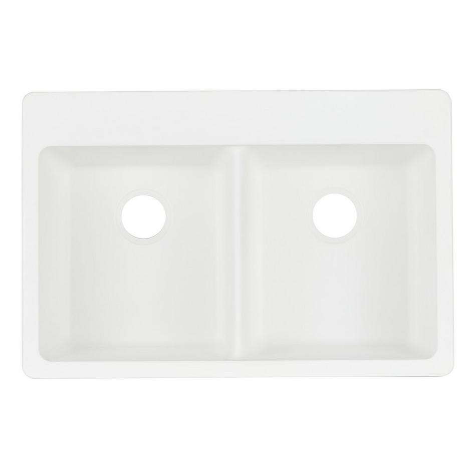 33" Totten Double-Bowl Granite Composite Undermount Kitchen Sink - White, , large image number 4