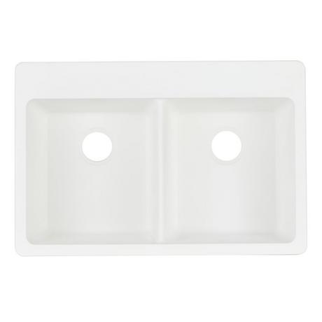 33" Totten Double-Bowl Granite Composite Drop-In Kitchen Sink - White