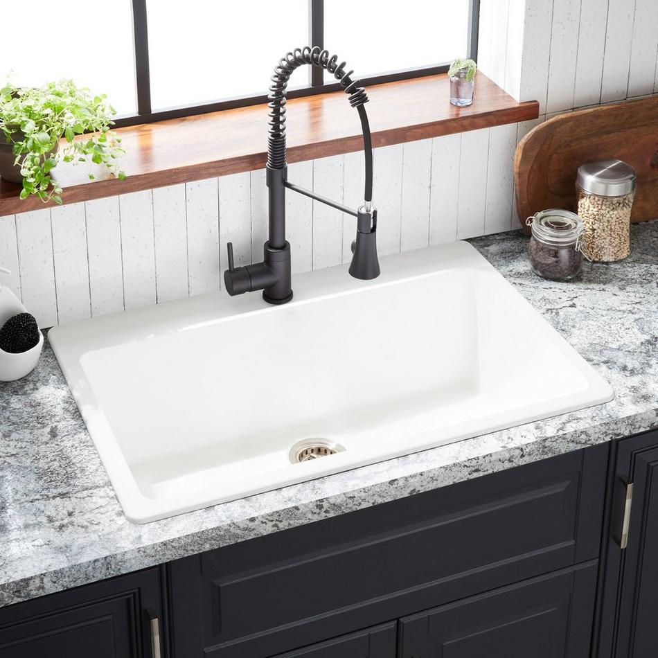 33" Totten Double-Bowl Granite Composite Drop-In Kitchen Sink - White, , large image number 0