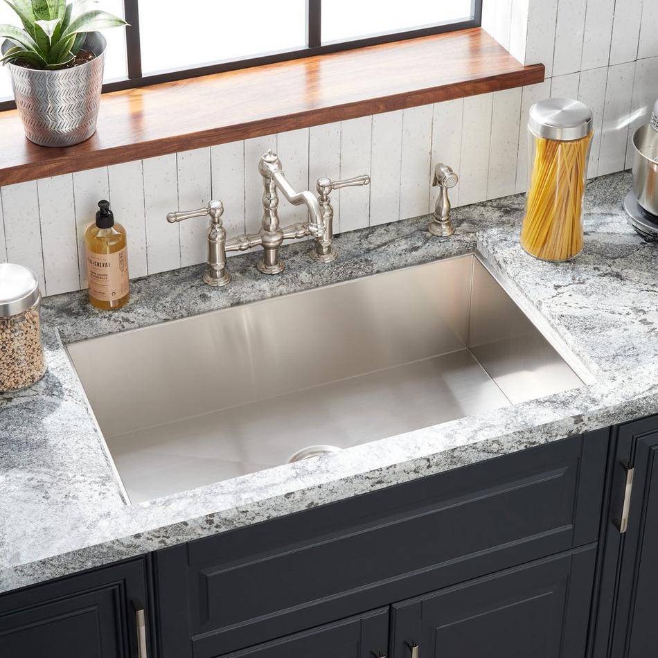 33" Sitka Stainless Steel Undermount Kitchen Sink - 4-Hole, , large image number 0
