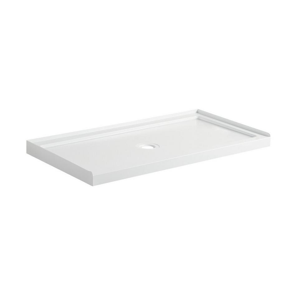 60" x 34" Acrylic Shower Tray - Center Drain - White, , large image number 0