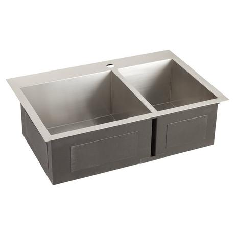 33" Sitka Offset Double-Bowl Stainless Steel Undermount Sink - Single-Hole