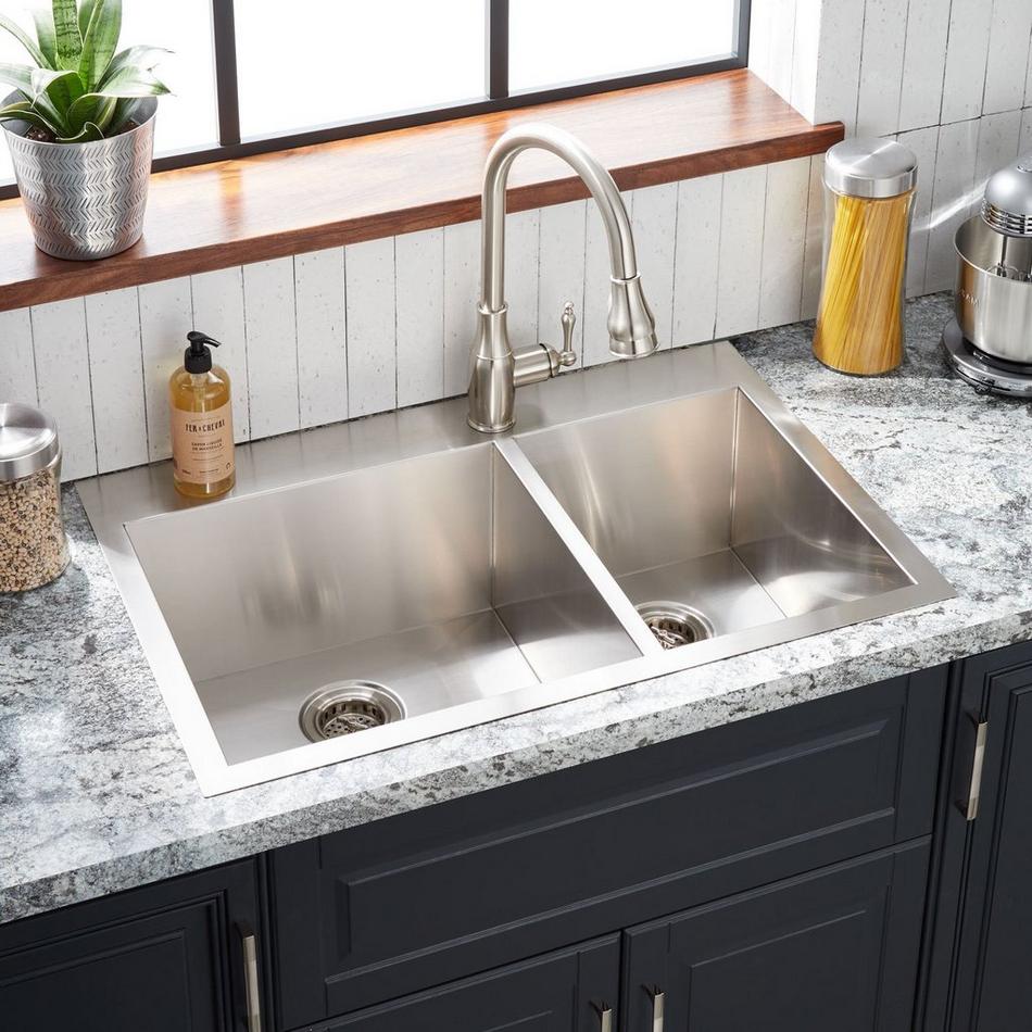 33" Sitka Offset Double-Bowl Stainless Steel Undermount Sink - Single-Hole, , large image number 0