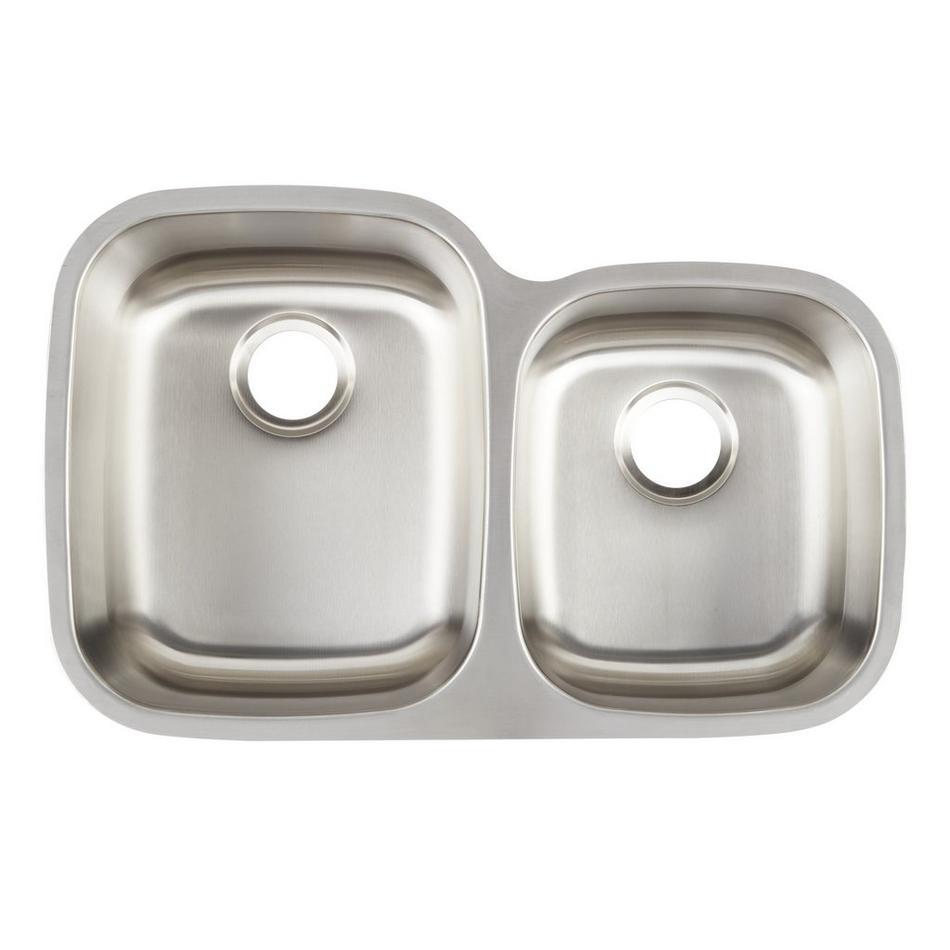 32" Calverton Offset Double-Bowl Stainless Steel Undermount Sink - Large Bowl Left, , large image number 3