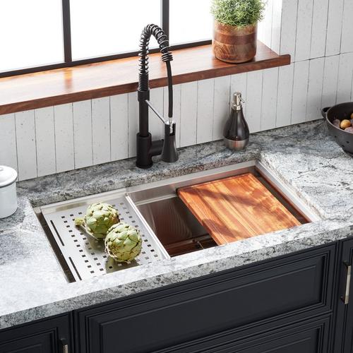 32" Workspace Undermount Sink -Brushed Stainless Steel