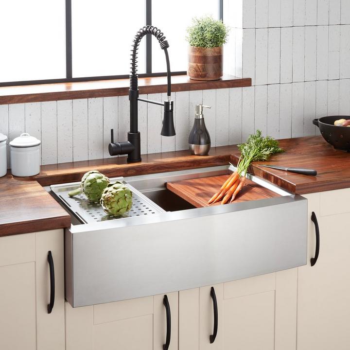 32" Workspace Stainless Steel Farmhouse Sink for kitchen sink collections