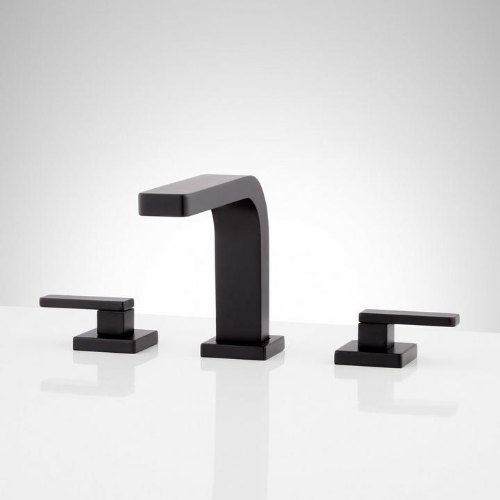 Hibiscus Widespread Bathroom Faucet in Matte Black