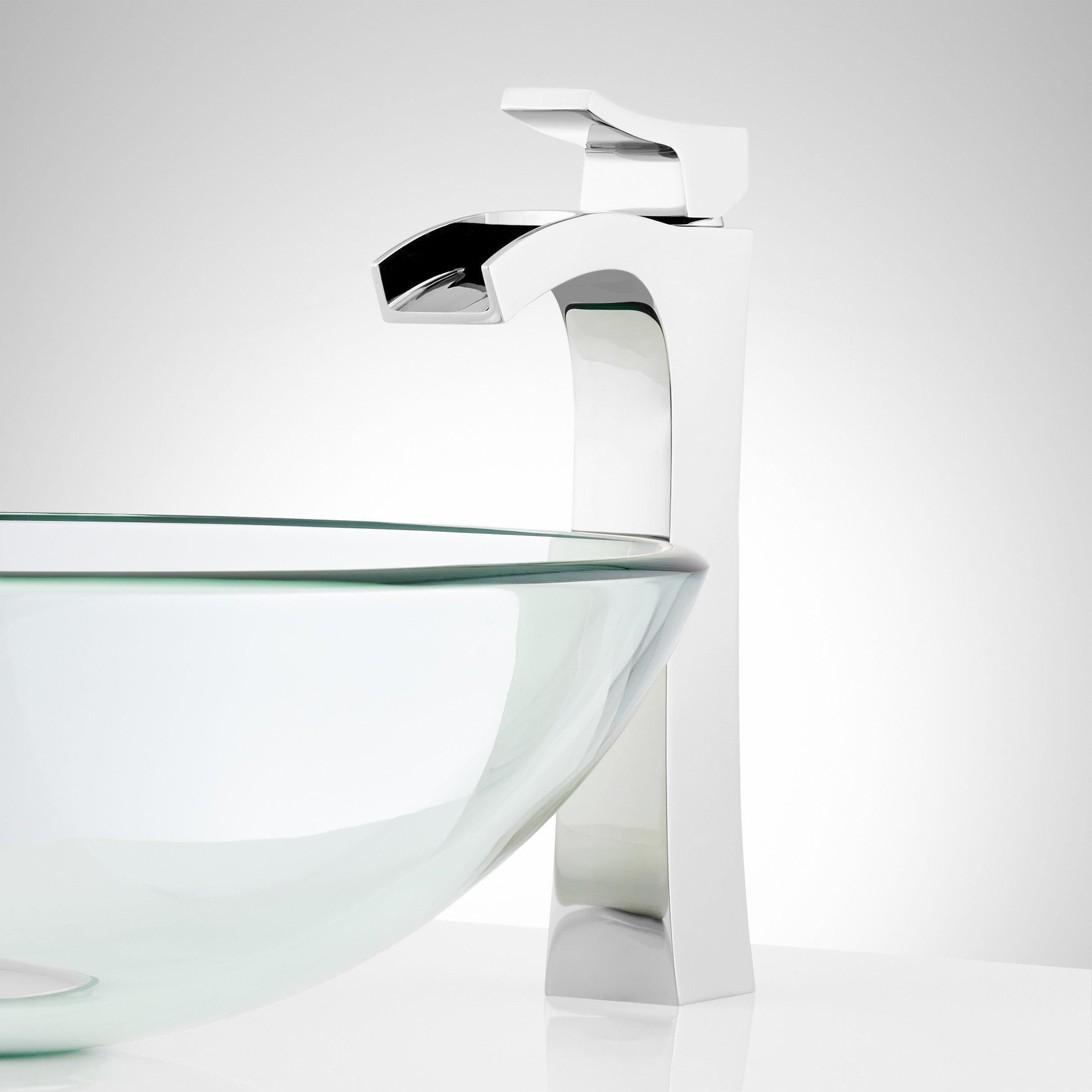 Waterfall vessel sink top faucet