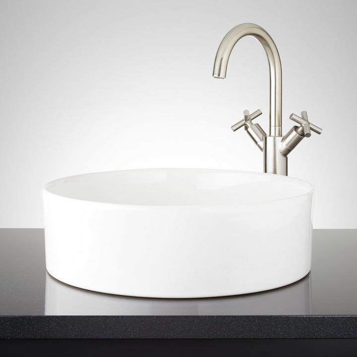 Hibiscus White Round Fireclay Vessel Sink