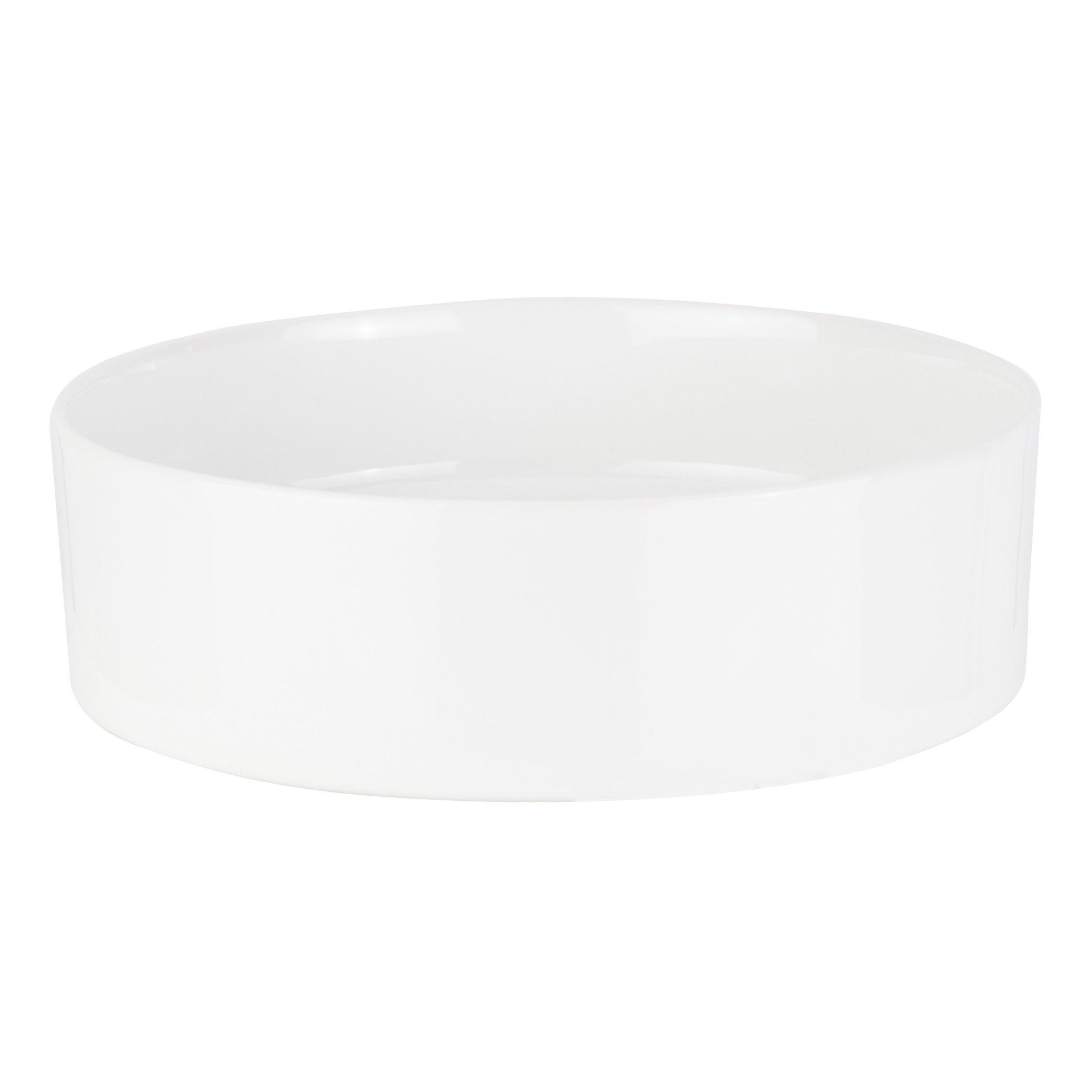 Signature hardware hibiscus popular round fire clay vessel sink, white