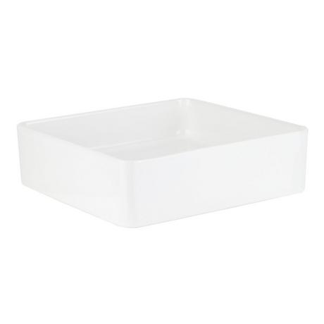 Hibiscus White Square Fireclay Vessel Sink