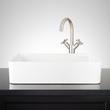 Hibiscus White Rectangular Fireclay Vessel Sink, , large image number 0