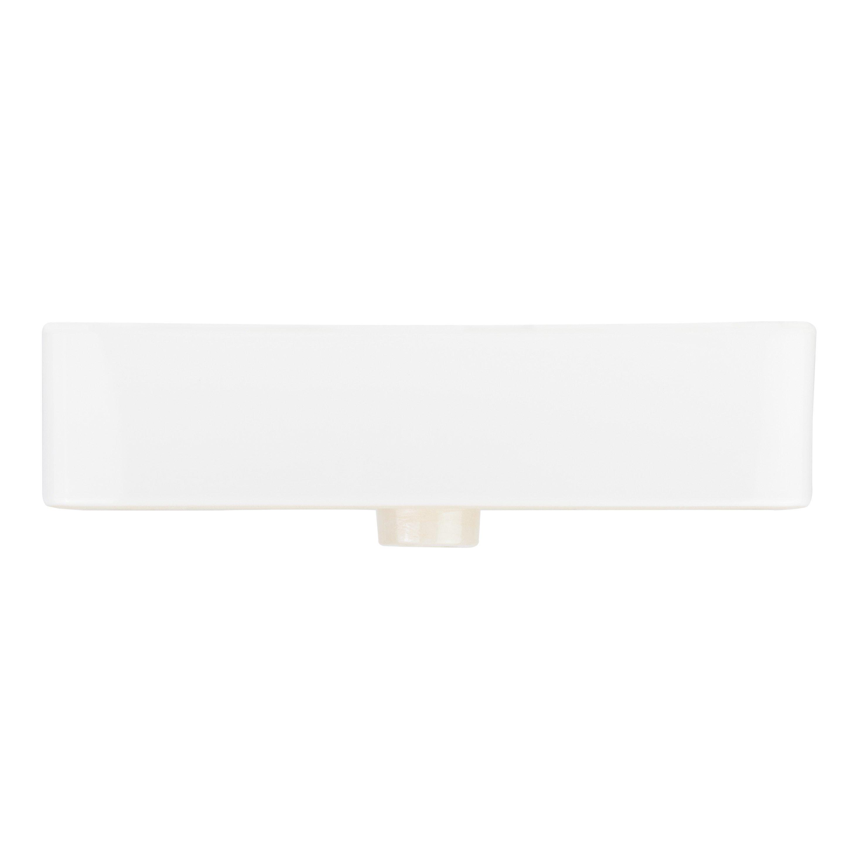 Hibiscus White Rectangular Fireclay Vessel Sink - Single