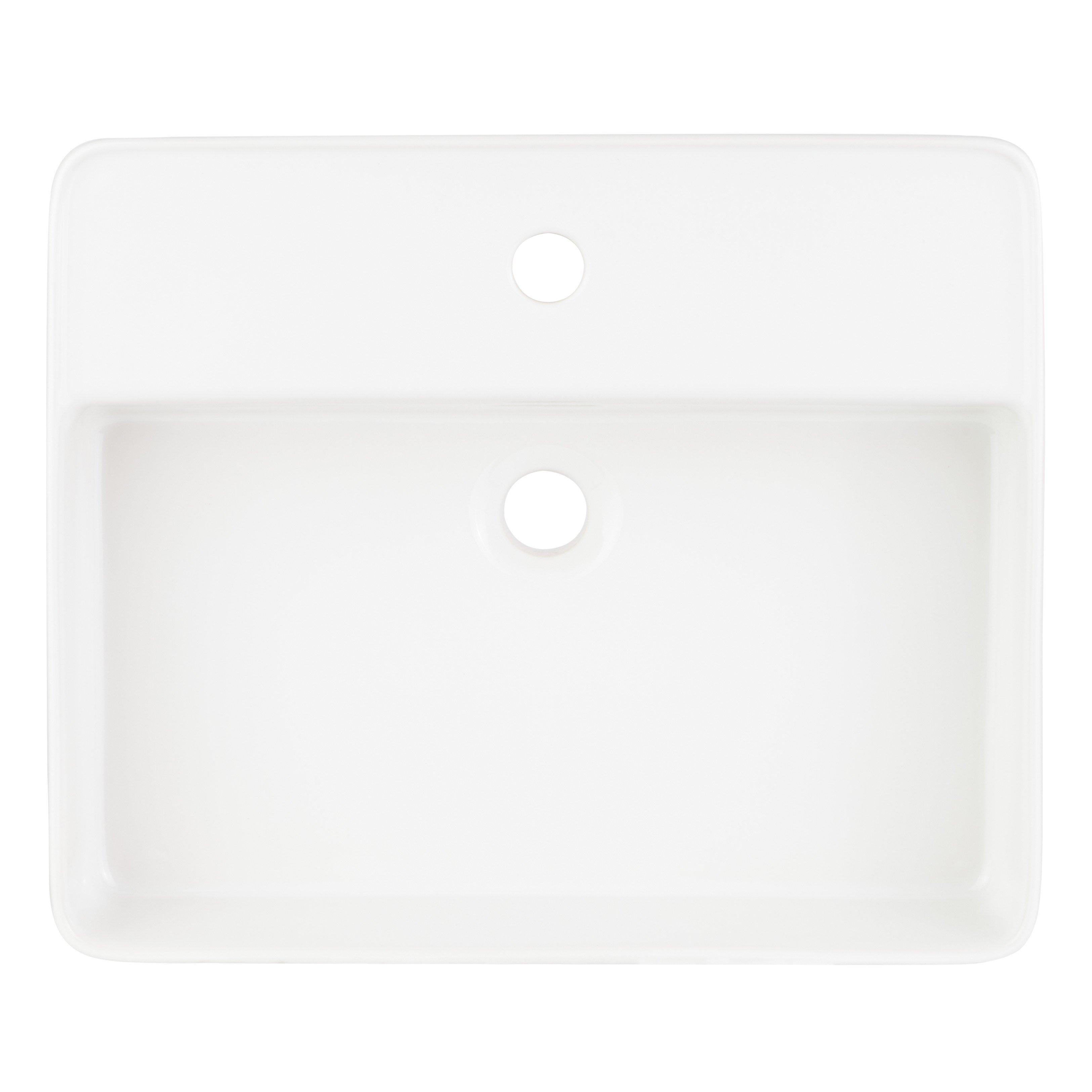 値下FAUNE / Hibiscus Vintage White / 6-8 Hibiscus White Rectangular Fireclay Vessel Sink - 8