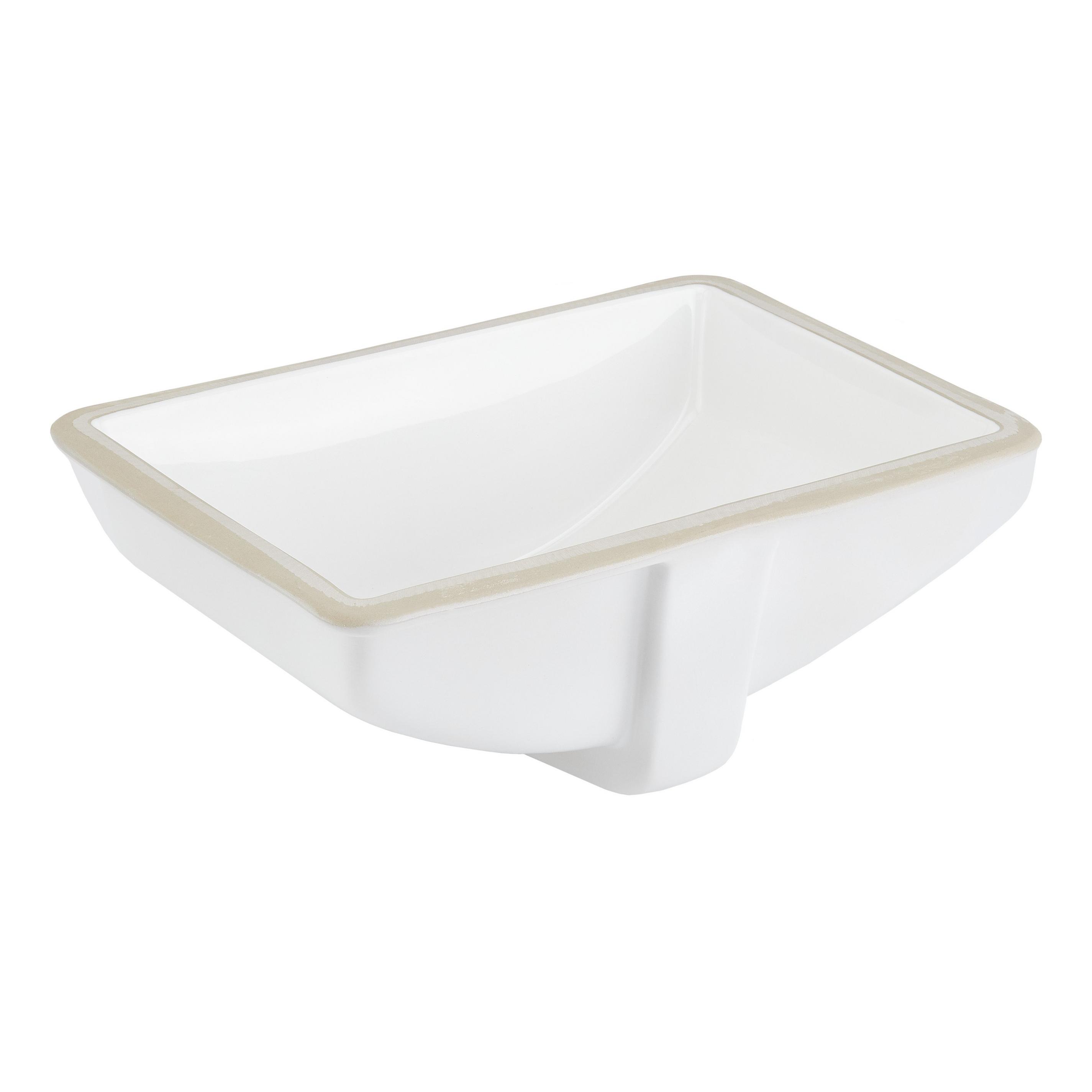 18" Myers Rectangular Porcelain Undermount Bathroom Sink White Glazed