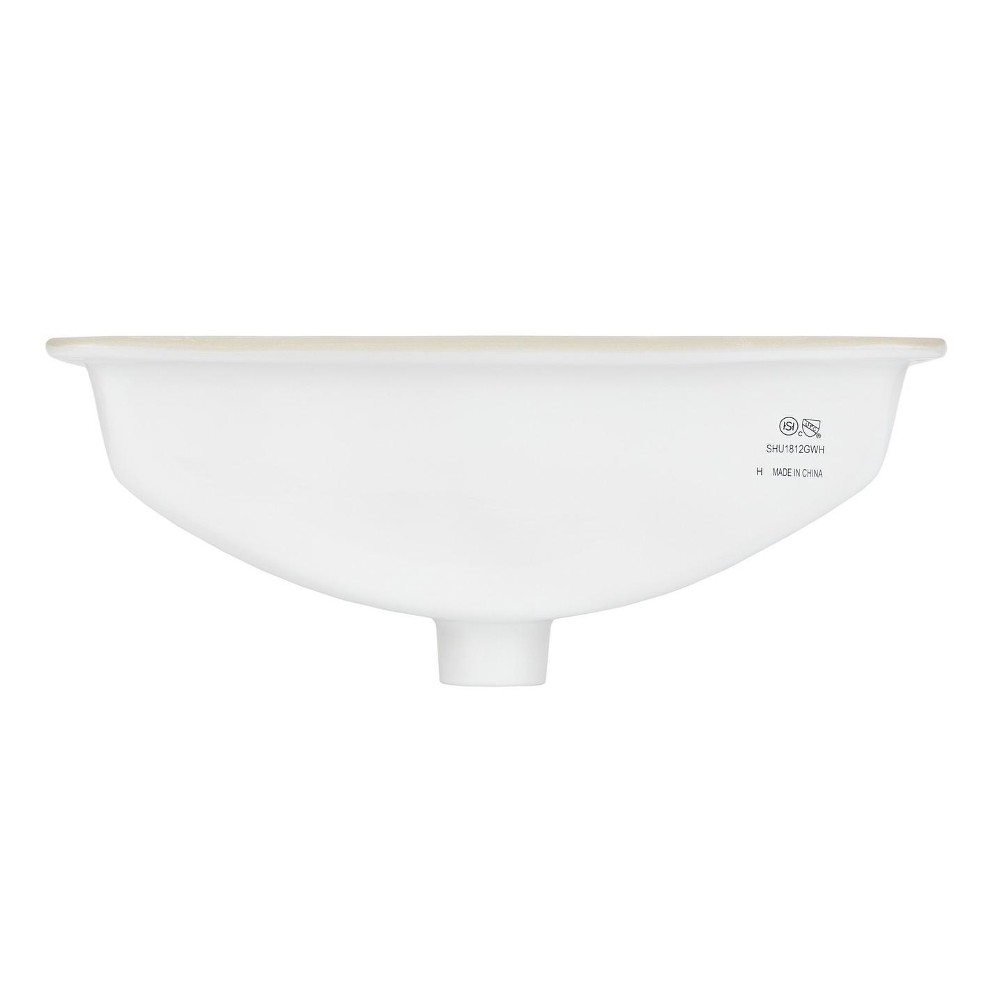18" Myers Rectangular Porcelain Undermount Bathroom Sink White Glazed Underside Signature