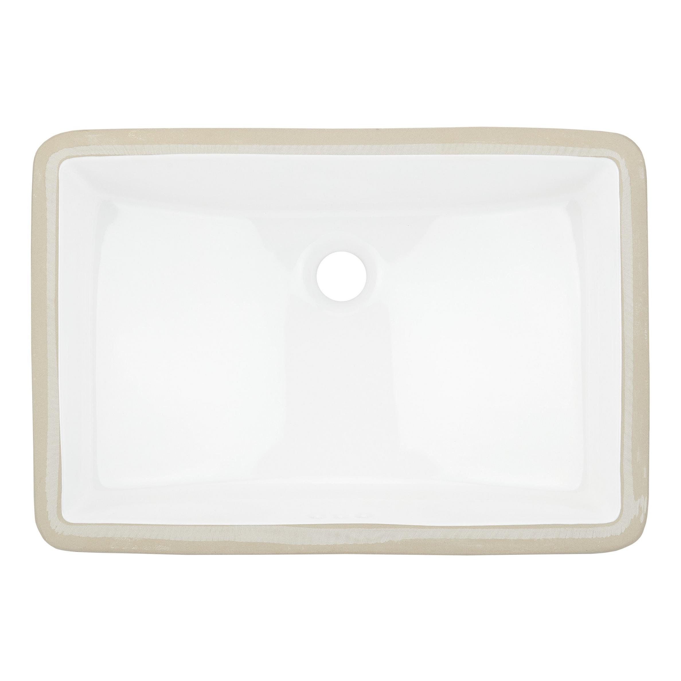 18" Myers Rectangular Porcelain Undermount Bathroom Sink White Glazed Underside Signature